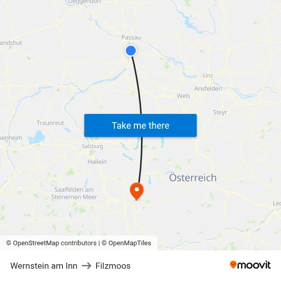 Wernstein am Inn to Filzmoos map