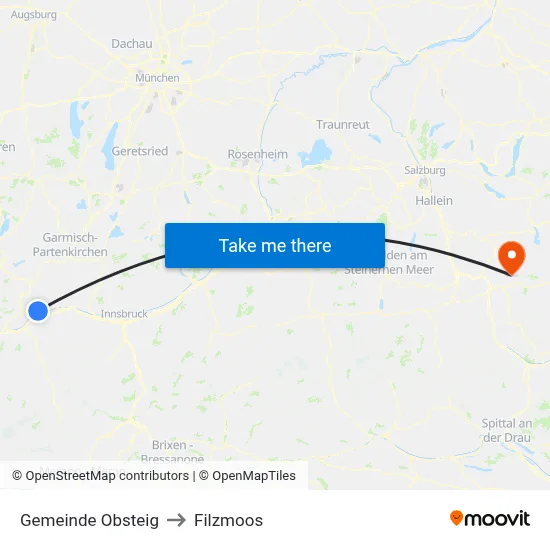 Gemeinde Obsteig to Filzmoos map