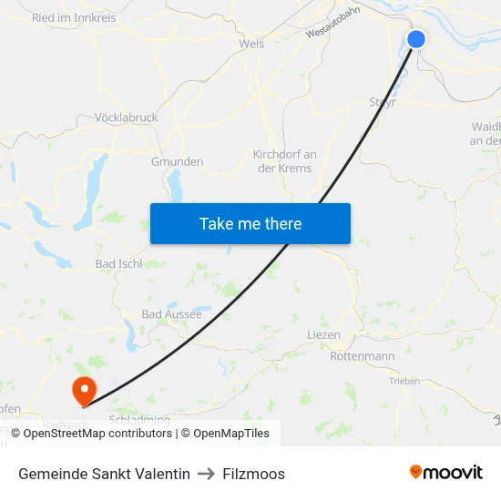 Gemeinde Sankt Valentin to Filzmoos map