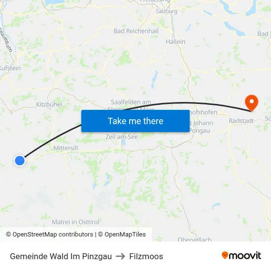 Gemeinde Wald Im Pinzgau to Filzmoos map