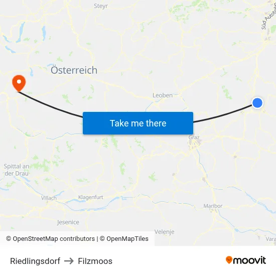 Riedlingsdorf to Filzmoos map