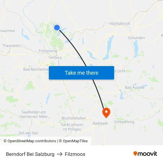 Berndorf Bei Salzburg to Filzmoos map