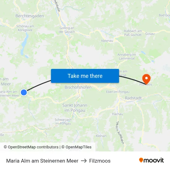 Maria Alm am Steinernen Meer to Filzmoos map