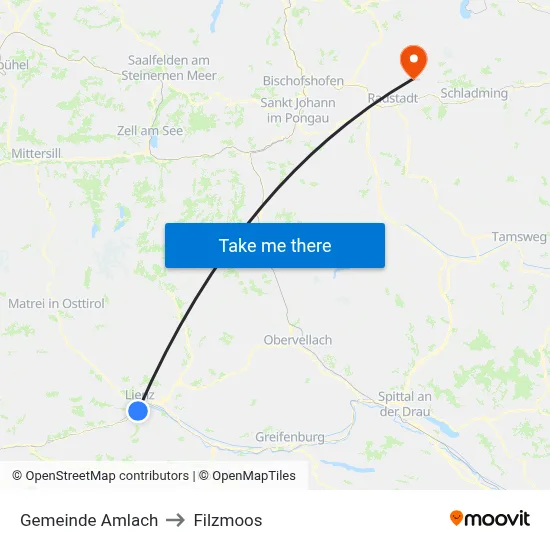Gemeinde Amlach to Filzmoos map