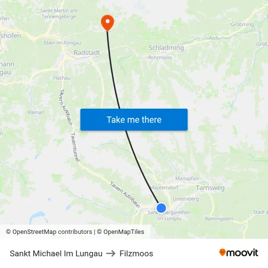 Sankt Michael Im Lungau to Filzmoos map
