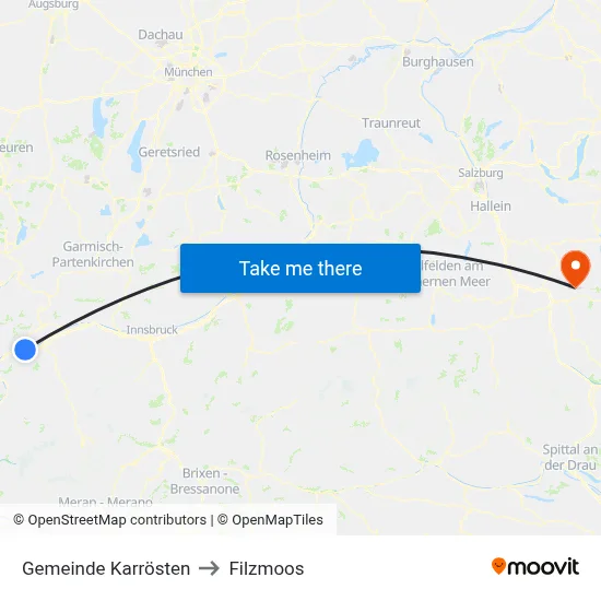 Gemeinde Karrösten to Filzmoos map