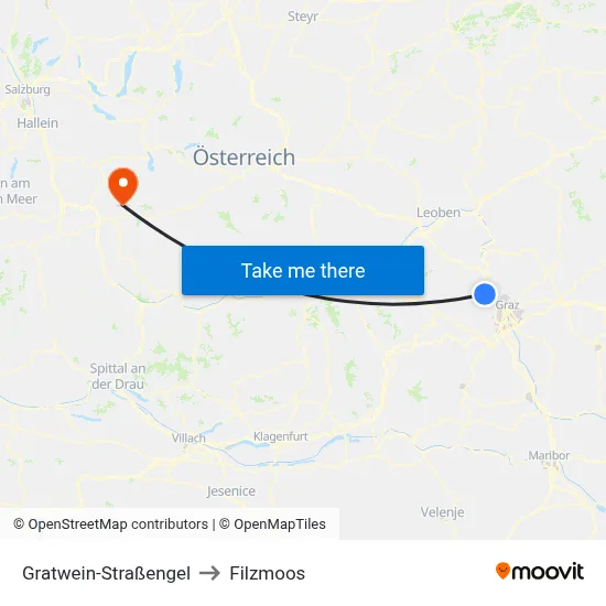 Gratwein-Straßengel to Filzmoos map