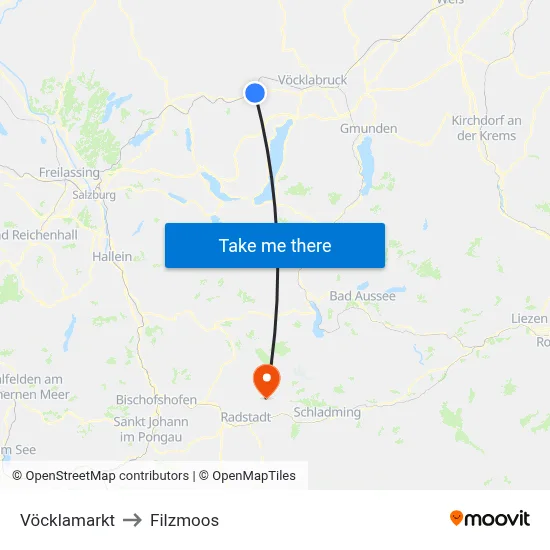 Vöcklamarkt to Filzmoos map