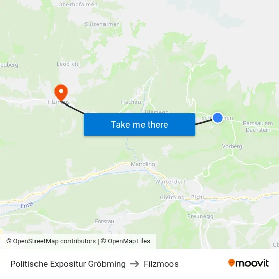 Politische Expositur Gröbming to Filzmoos map