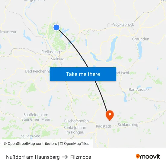 Nußdorf am Haunsberg to Filzmoos map