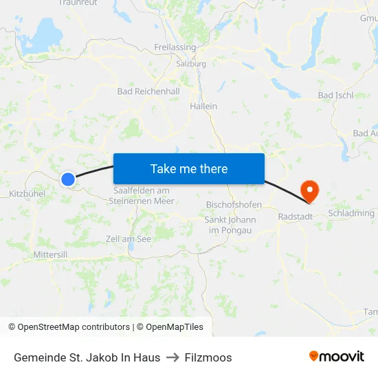 Gemeinde St. Jakob In Haus to Filzmoos map