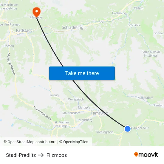 Stadl-Predlitz to Filzmoos map