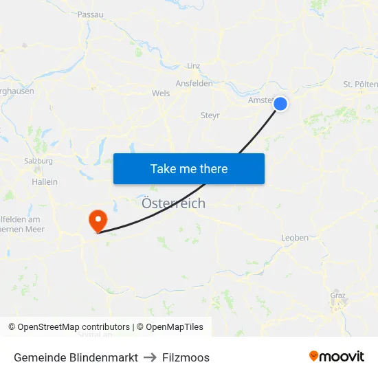 Gemeinde Blindenmarkt to Filzmoos map