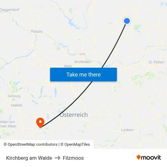Kirchberg am Walde to Filzmoos map