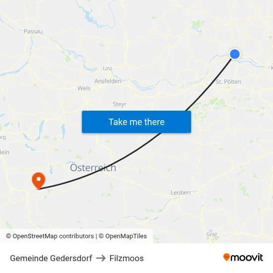 Gemeinde Gedersdorf to Filzmoos map