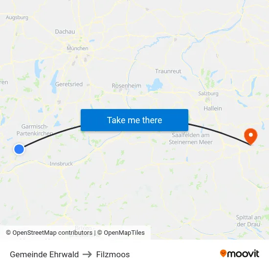 Gemeinde Ehrwald to Filzmoos map