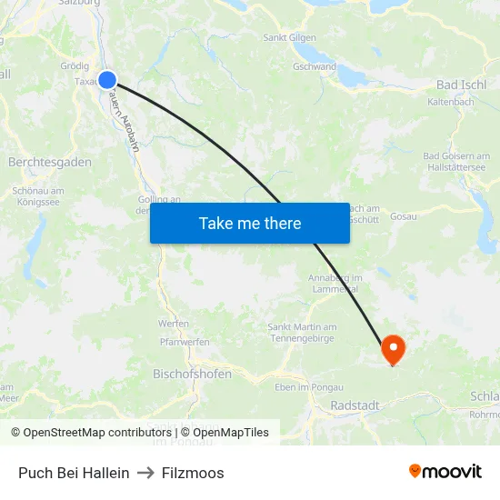 Puch Bei Hallein to Filzmoos map