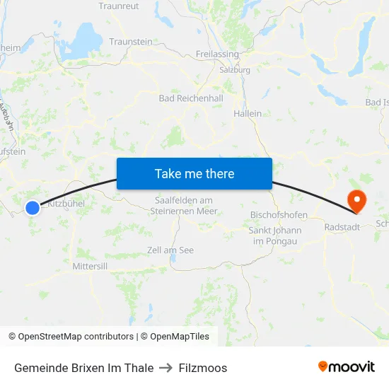 Gemeinde Brixen Im Thale to Filzmoos map