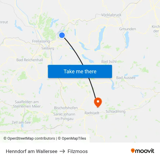 Henndorf am Wallersee to Filzmoos map