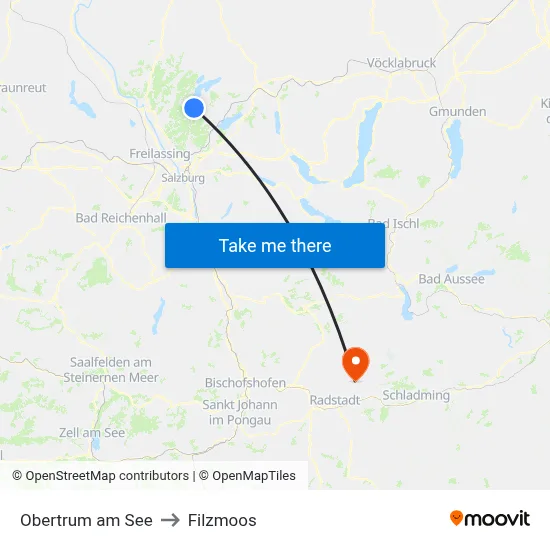 Obertrum am See to Filzmoos map