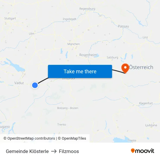 Gemeinde Klösterle to Filzmoos map