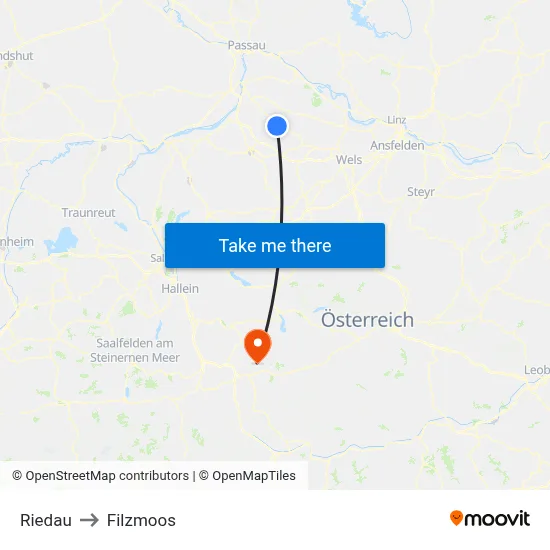Riedau to Filzmoos map