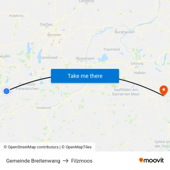 Gemeinde Breitenwang to Filzmoos map