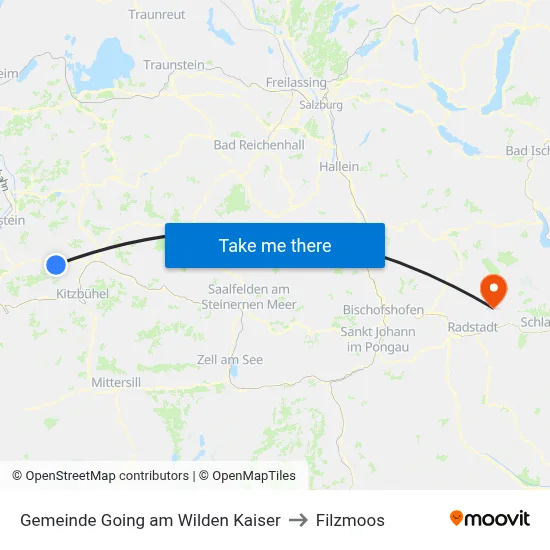 Gemeinde Going am Wilden Kaiser to Filzmoos map