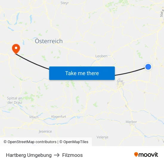 Hartberg Umgebung to Filzmoos map