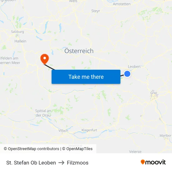 St. Stefan Ob Leoben to Filzmoos map