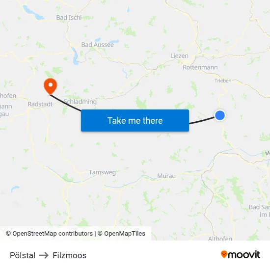 Pölstal to Filzmoos map