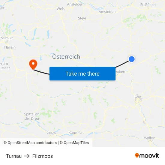 Turnau to Filzmoos map