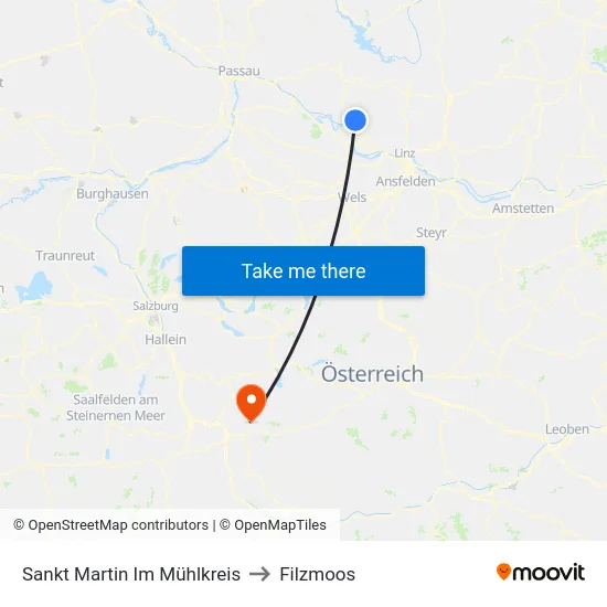 Sankt Martin Im Mühlkreis to Filzmoos map