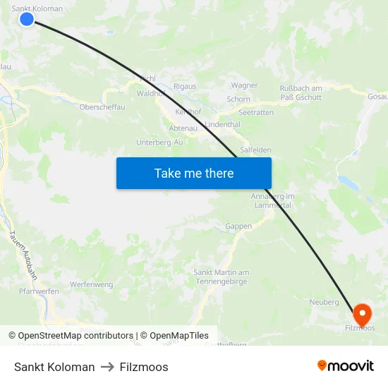 Sankt Koloman to Filzmoos map