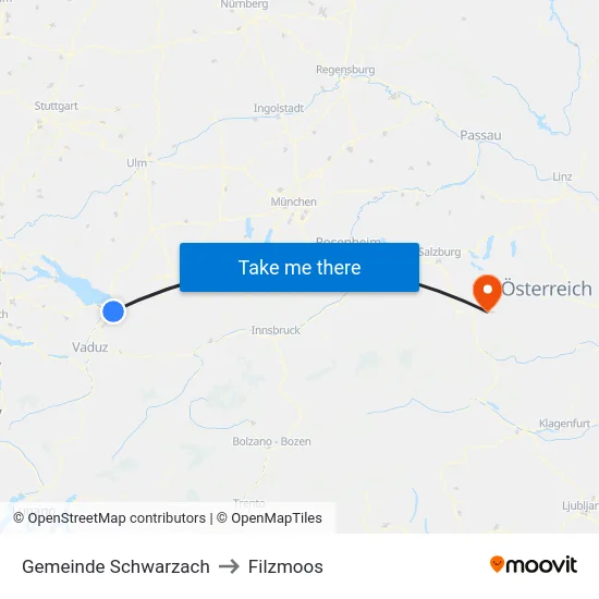 Gemeinde Schwarzach to Filzmoos map