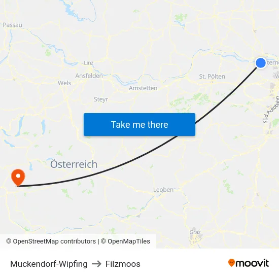 Muckendorf-Wipfing to Filzmoos map