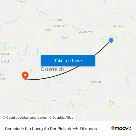 Gemeinde Kirchberg An Der Pielach to Filzmoos map