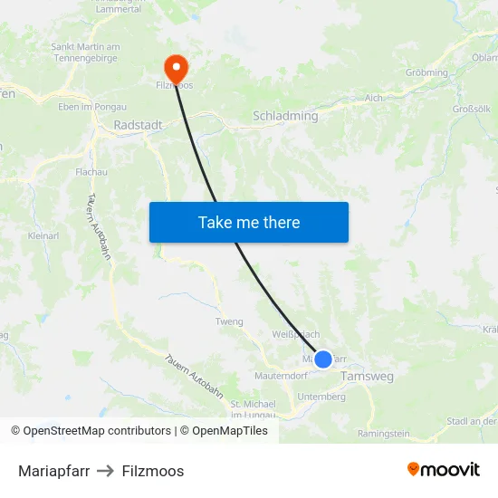 Mariapfarr to Filzmoos map