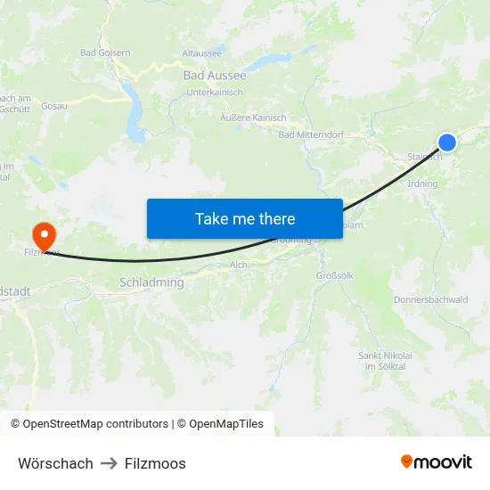Wörschach to Filzmoos map