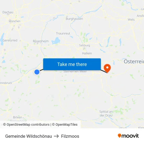 Gemeinde Wildschönau to Filzmoos map