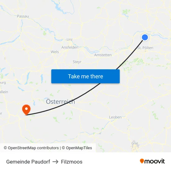 Gemeinde Paudorf to Filzmoos map