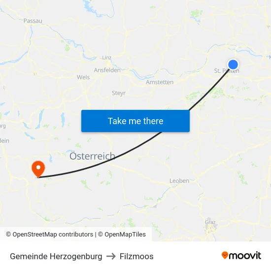 Gemeinde Herzogenburg to Filzmoos map