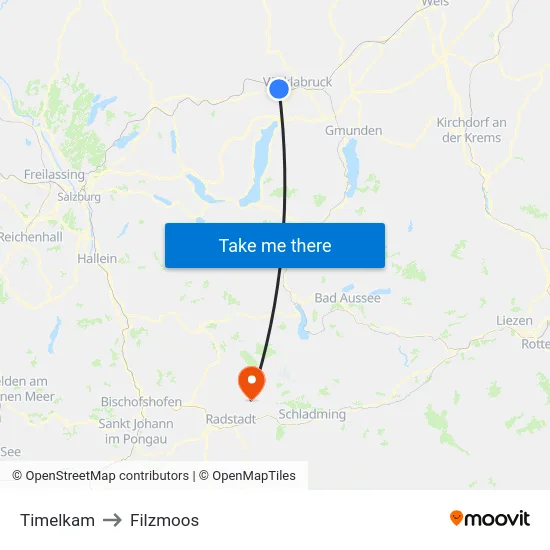 Timelkam to Filzmoos map
