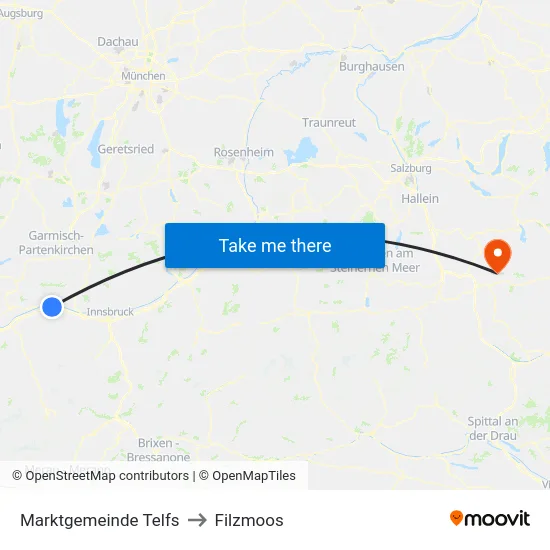 Marktgemeinde Telfs to Filzmoos map