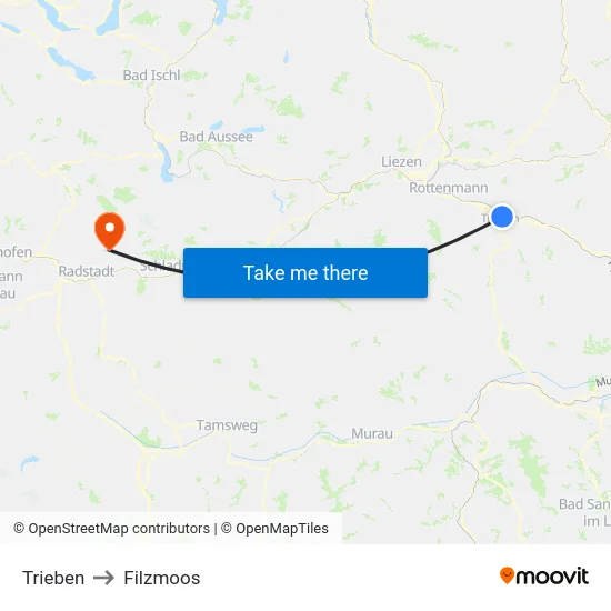 Trieben to Filzmoos map