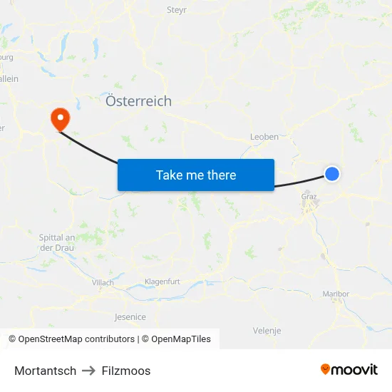 Mortantsch to Filzmoos map