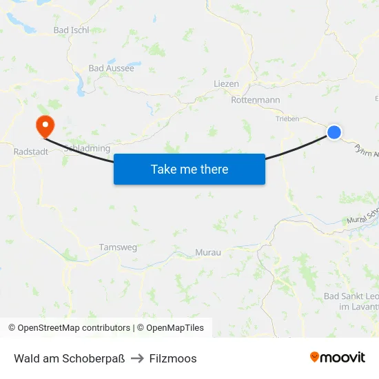 Wald am Schoberpaß to Filzmoos map