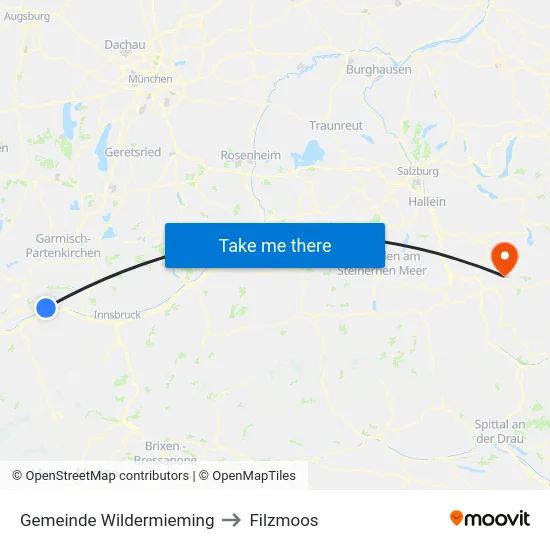 Gemeinde Wildermieming to Filzmoos map