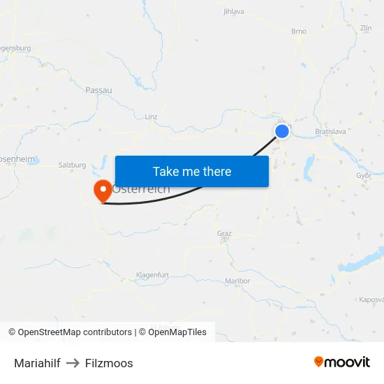 Mariahilf to Filzmoos map