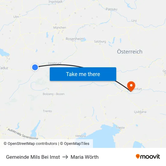 Gemeinde Mils Bei Imst to Maria Wörth map